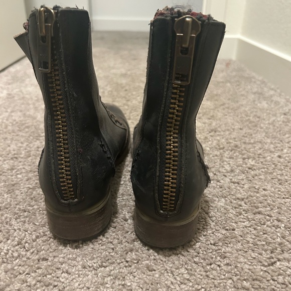 Dark brown Leather Lace-Up Boots with Zipper - Picture 2 of 4